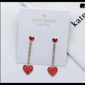 Kate Spade “Yours Truly” Pave Red Heart Crystal Earrings